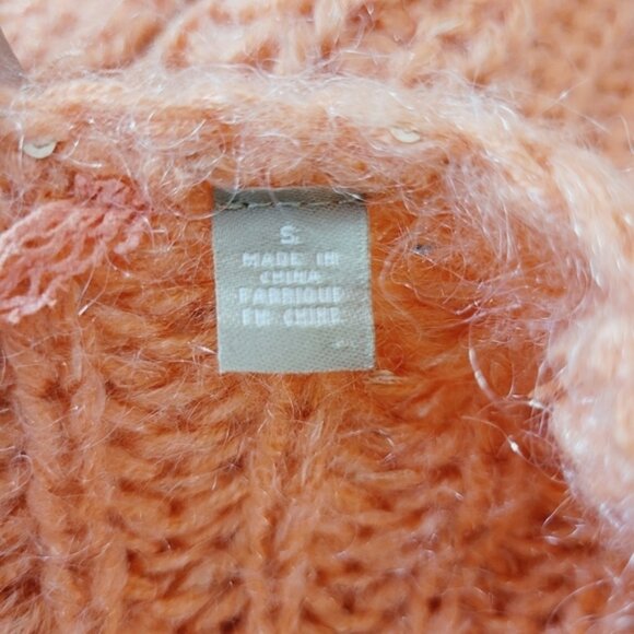 Anthropologie Knitted & Knotted Coral Sunstitch Sweater Size Small - Picture 6 of 8